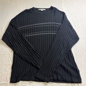 Perry Ellis Black Ribbed Crewneck Sweater